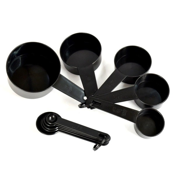 Set of 10 pieces of plastic spoons for weighing, black color